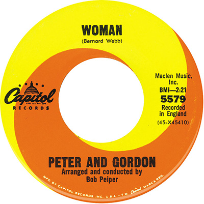 "Woman", de "Bernard Webb", entra en el Billbord en la voz de Peter & Gordon