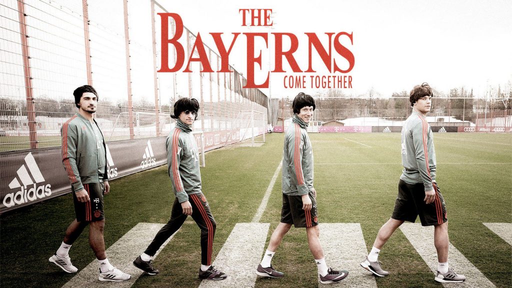 Jugadores del Bayern Munich parodian a los Beatles previo a su encuentro contra el Liverpool